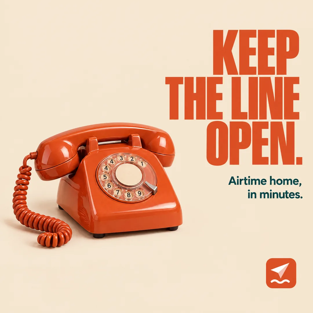 FerrySend post: Keep the line open. Airtime home, in minutes.