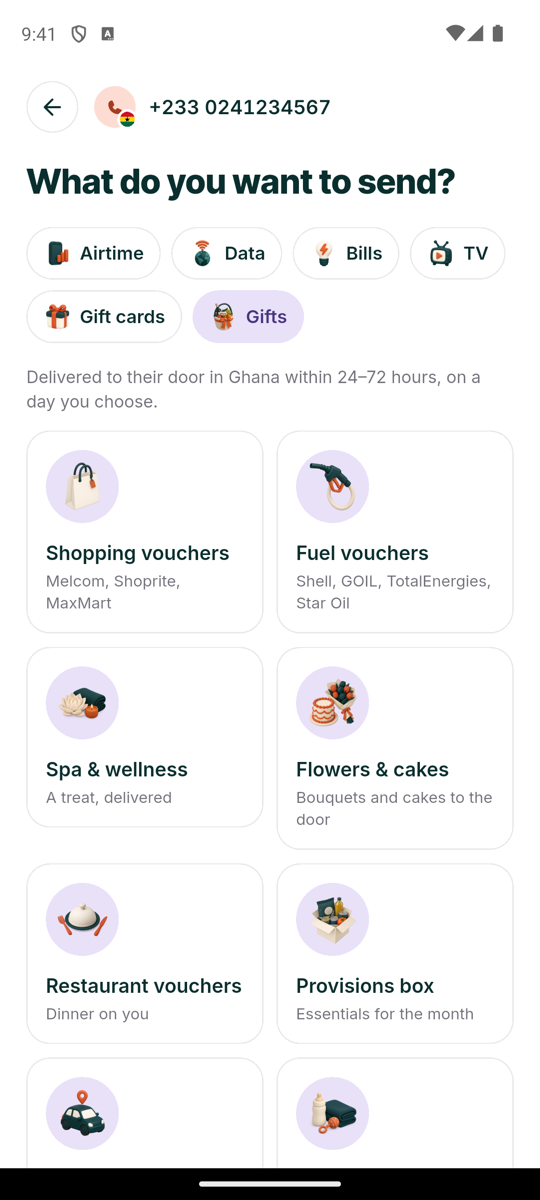 FerrySend app: gifts and vouchers delivered in Ghana
